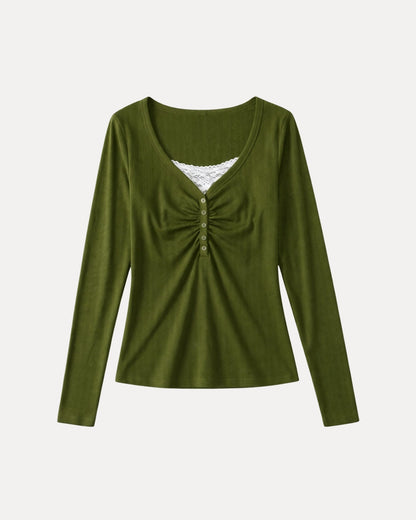 Ruched Henley Top