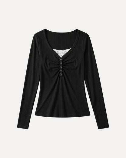 Ruched Henley Top