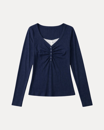 Ruched Henley Top