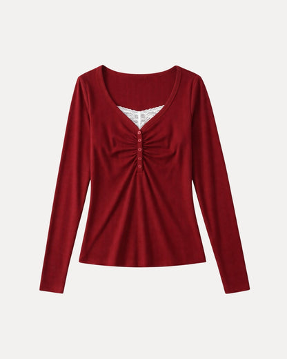 Ruched Henley Top