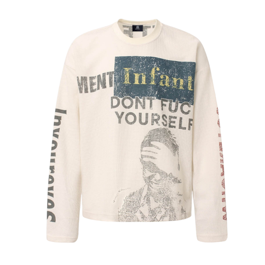 Knit Graphic Crewneck Sweatshirt - Apricot