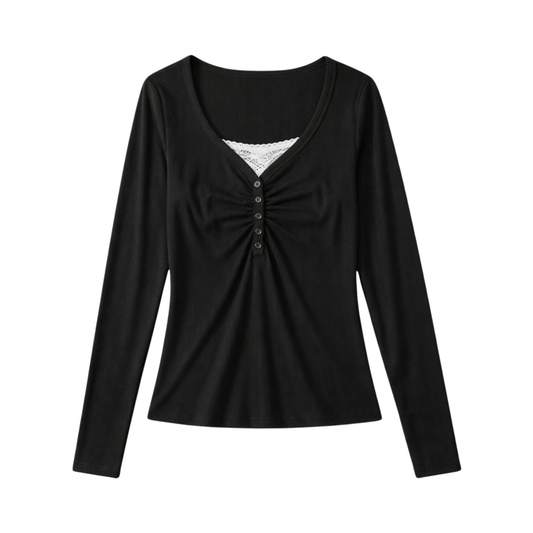 Ruched Henley Top