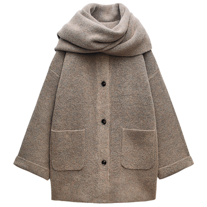 SHORT KNIT COAT WITH SCARF
