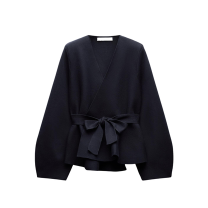 BELTED BLAZER WITH SHOULDER PADS