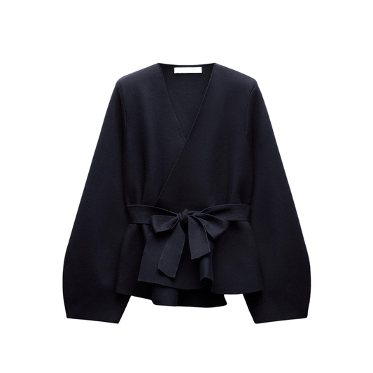 BELTED BLAZER WITH SHOULDER PADS