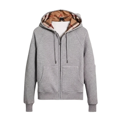Checked Zip Hoodie