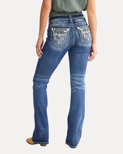 Embroidered Flare Jeans