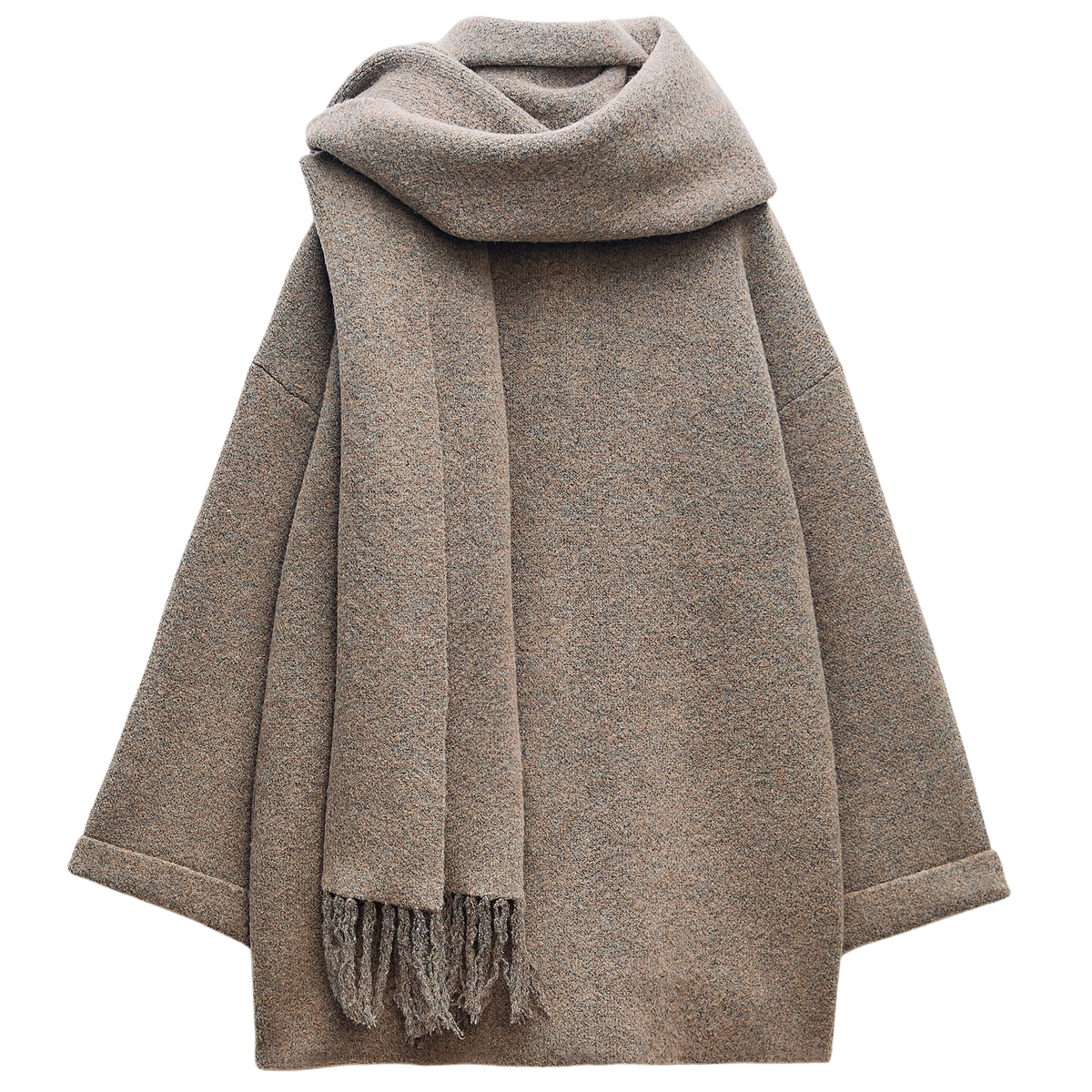 SHORT KNIT COAT WITH SCARF