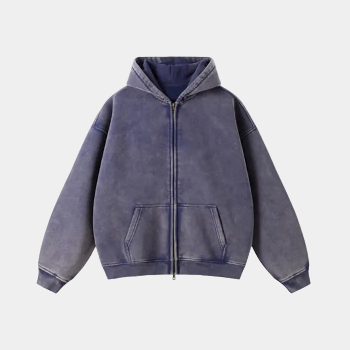 Heavyweight Zipped Hoodie - Light-Gray