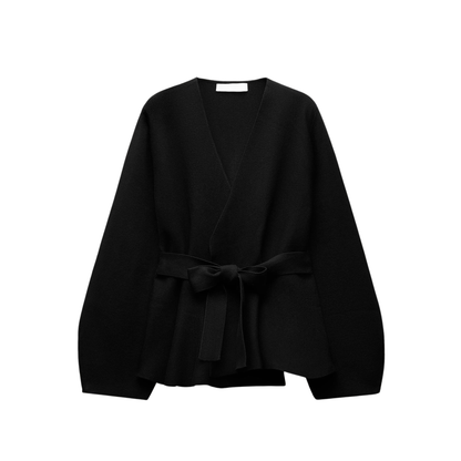 BELTED BLAZER WITH SHOULDER PADS