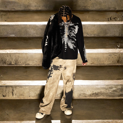 Skeleton Waffle Sweatshirt - Apricot