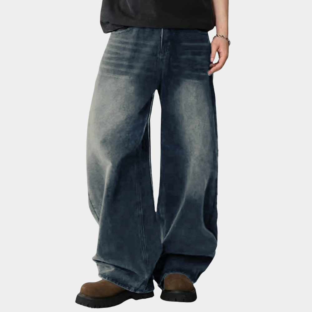 Wide Leg Jeans Black - Light Blue