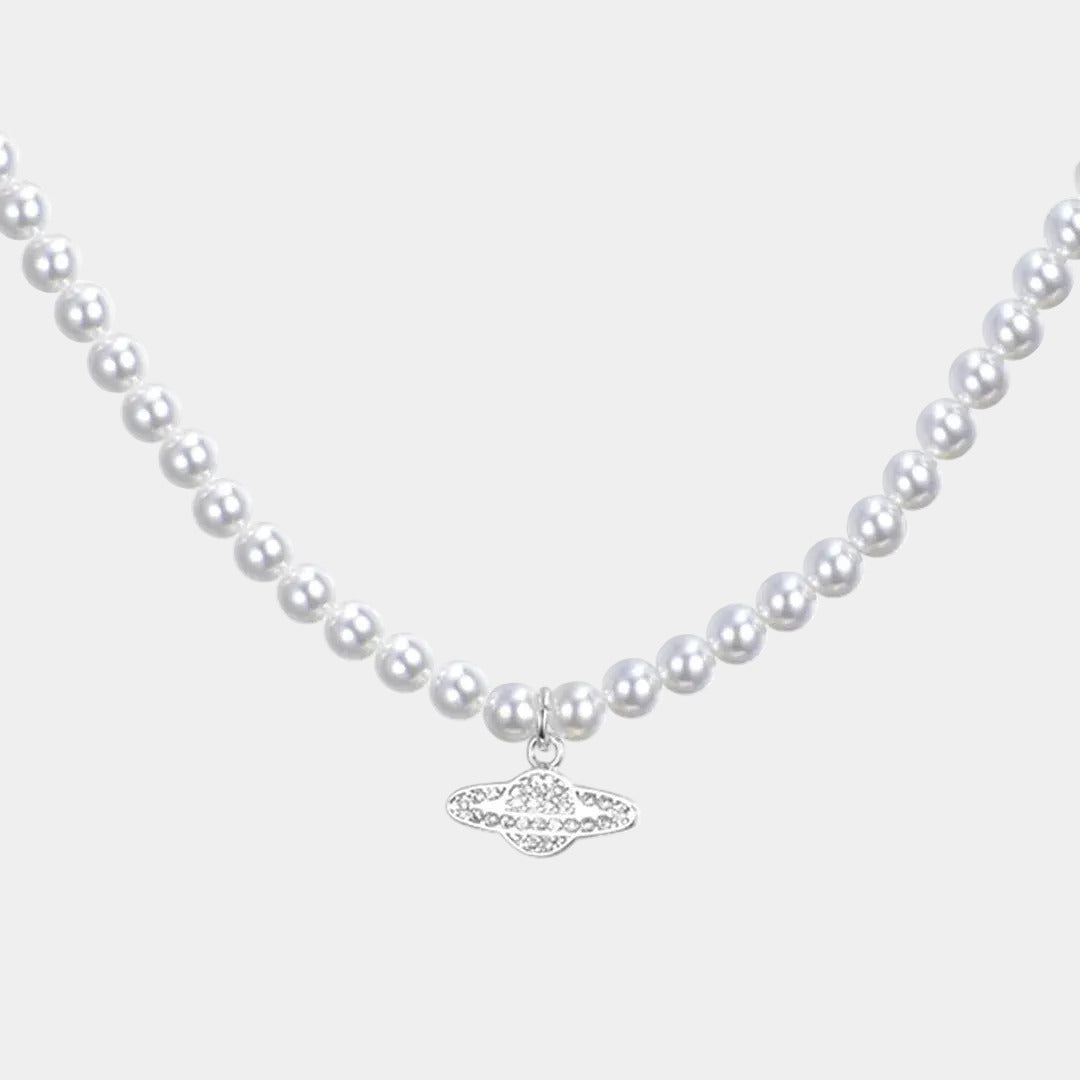 Planet and Pearl Necklace